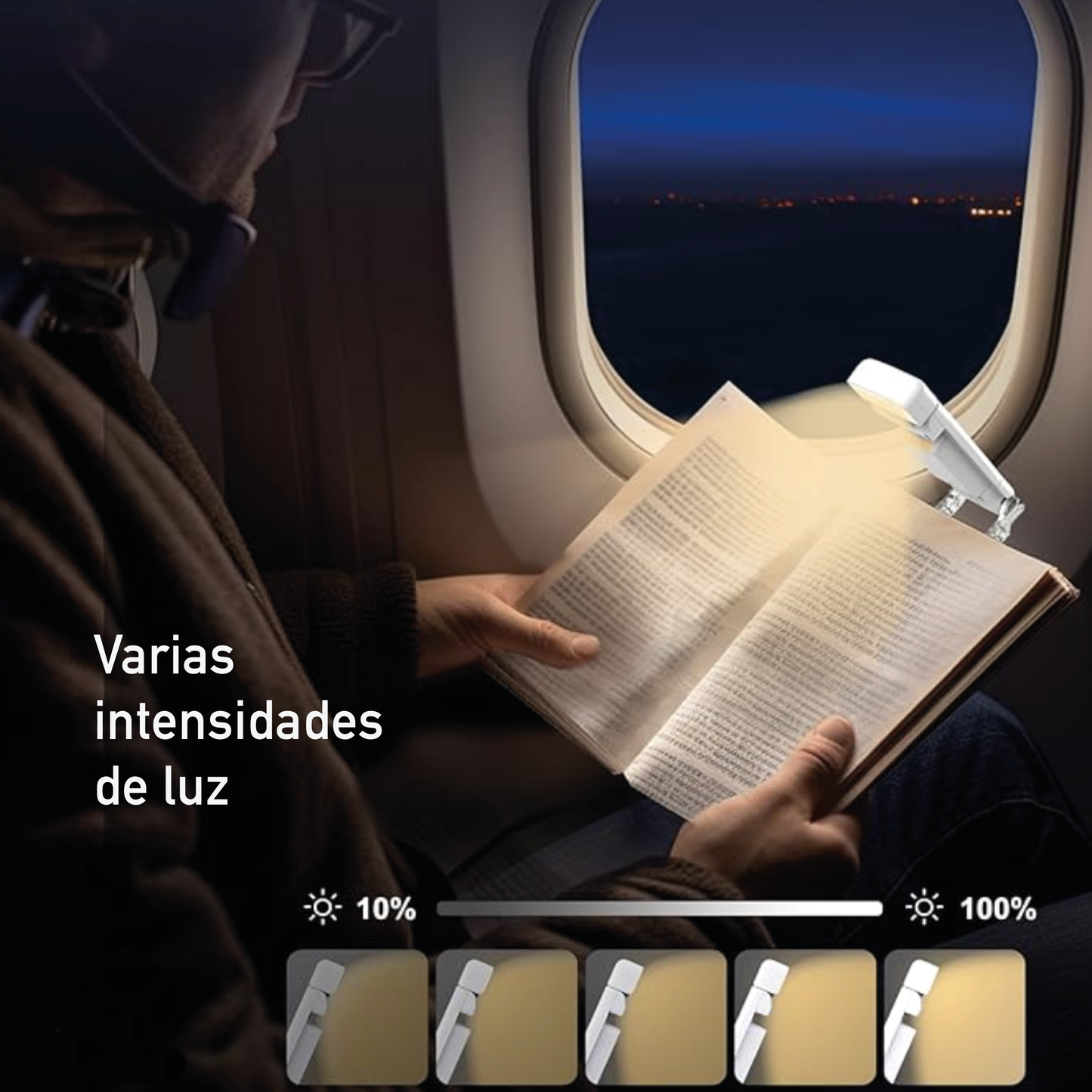 Luz De Lectura De Libro Lampara Recargable USB Blanca