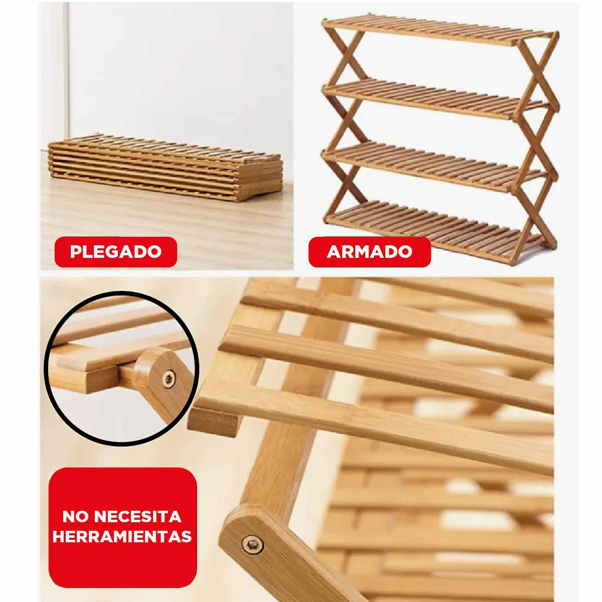 Zapatero en Madera Bambu Mueble Organizador de zapatos