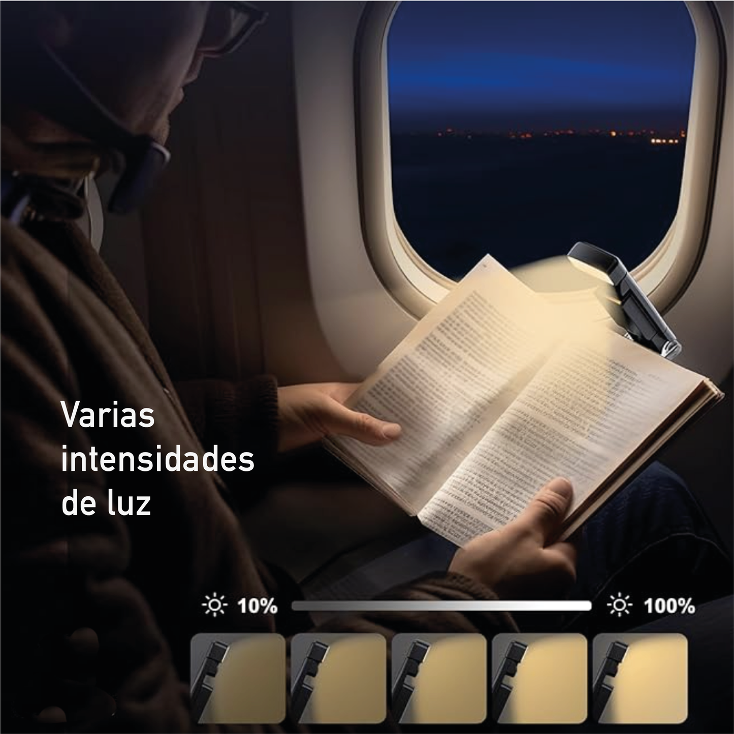 Luz De Lectura De Libro Lampara Recargable USB Negra