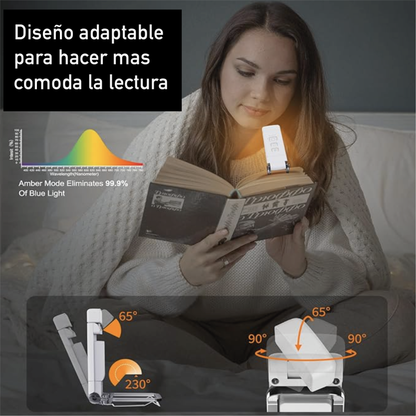 Luz De Lectura De Libro Lampara Recargable USB Blanca