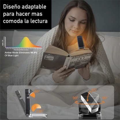 Luz De Lectura De Libro Lampara Recargable USB Negra